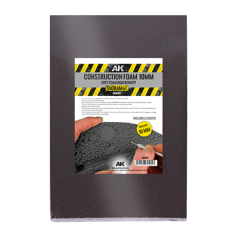 AK8097-2 Construction Foam A4 - 10mm black foam high density 195x295mm includes 2 sheets - Image 1