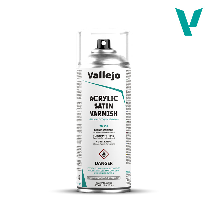 vallejo-hobby-paint-acrylic-satin-varnish-28532 28.532 Verniz acrílico Acetinado em Spray 400 ml - Image 1